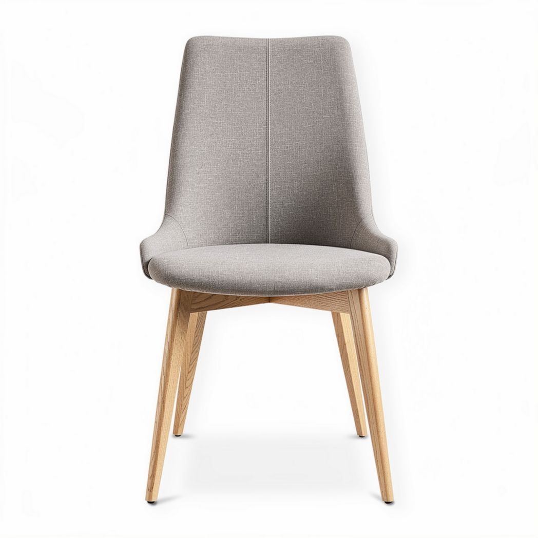 Fabric upholstered dining chair with wooden legs in gray 45 x 50 x 90cm