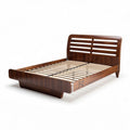 Wooden bed frame with slatted support and modern design 200 x 150 x 100cm