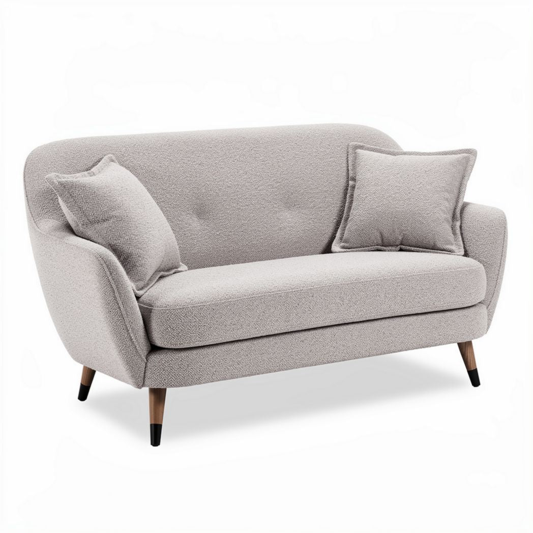 Fabric two-seater sofa with removable cushions in light gray 180 x 80 x 75cm