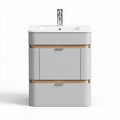 Bathroom vanity cabinet with ceramic sink and wooden accents 50 x 40 x 60cm